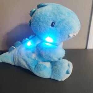 FAO Schwarz Glow Brights Toy Plush LED Sound Blue Dinosaur Stuffed Animal Light
